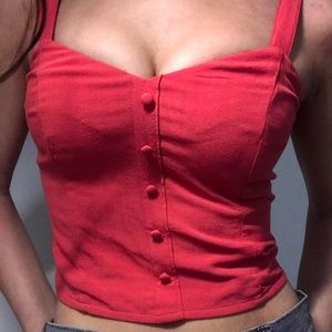 Red/Orange Cropped Tank w/ Buttons [Abercrombie & Fitch]